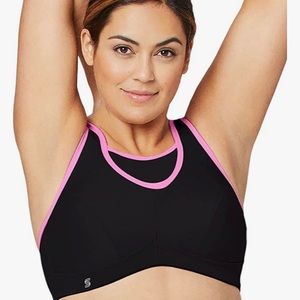 Glamorise black and pink sports bra curvy 38F new with tags in package